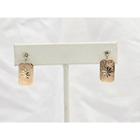 Beautiful 14K Karat Solid Yellow Gold Designer Diamond Cut French Clip Earrings - Picture 4 of 13